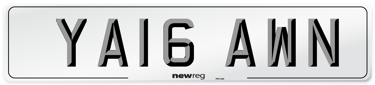 YA16 AWN Number Plate from New Reg